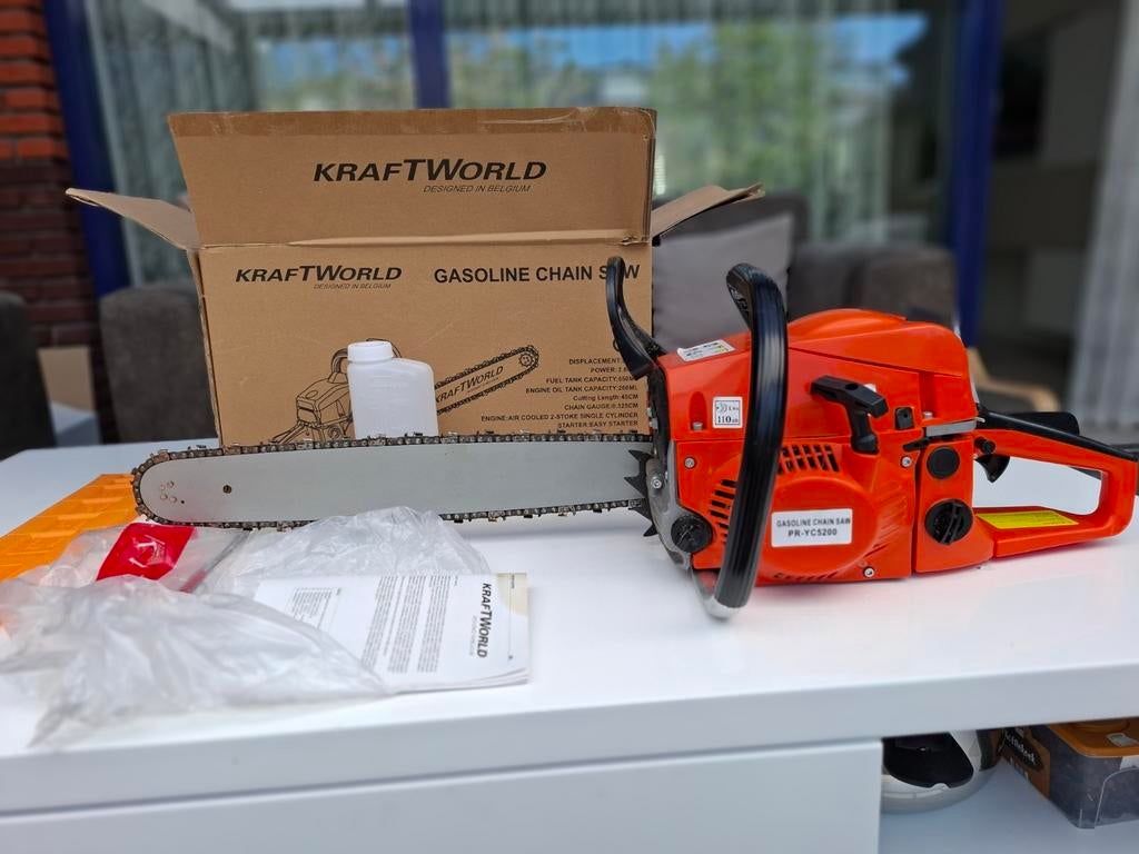 Benzine kettingzaag - start niet, voor onderdelen/hobbyist, Ophalen of Verzenden, Gebruikt, Kettingzaag, Kraftworld
