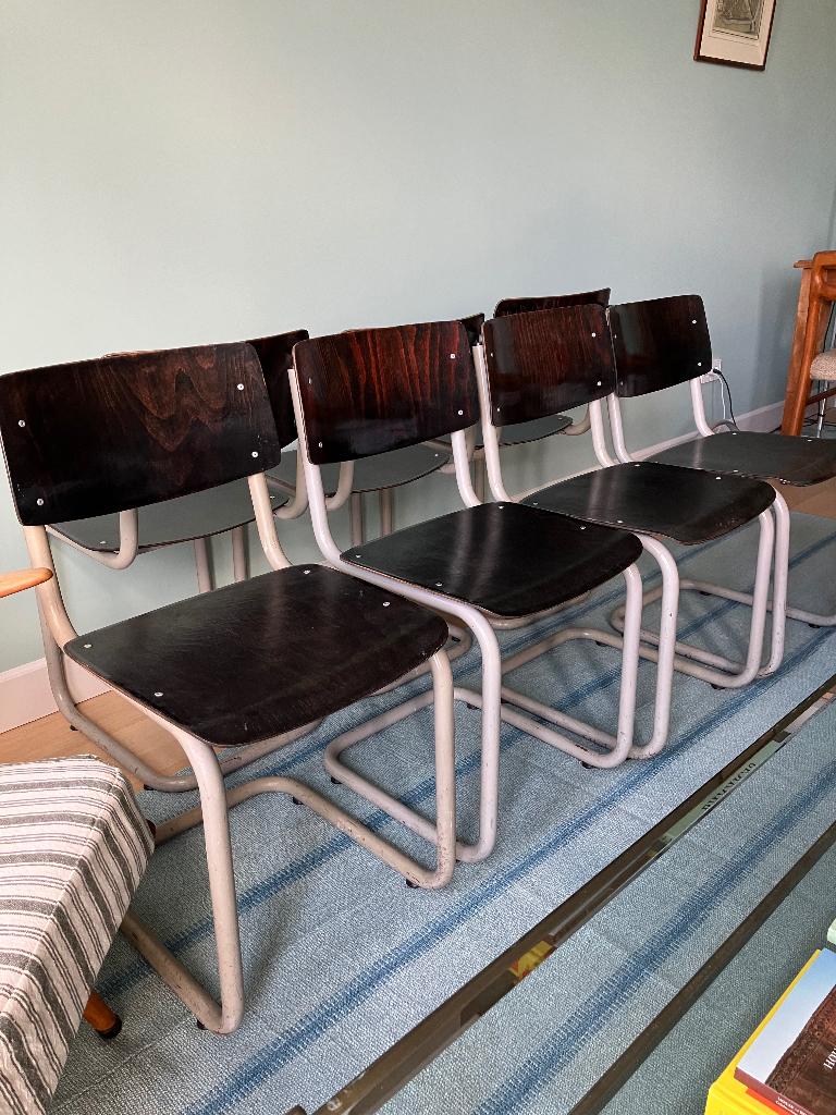 Stoelen eettafel 7 stuks Vintage Gispen stijl, Huis en Inrichting, Stoelen, Ophalen, Gebruikt, Gispen, Vijf, Zes of meer stoelen