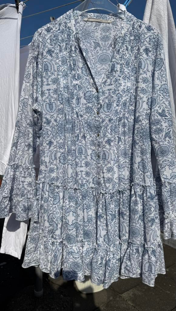 Isla Ibiza Bonita Tuniek XL - Blauw/Wit Bloemenprint, Ophalen of Verzenden, Gedragen, Maat 46/48 (XL) of groter, Blauw