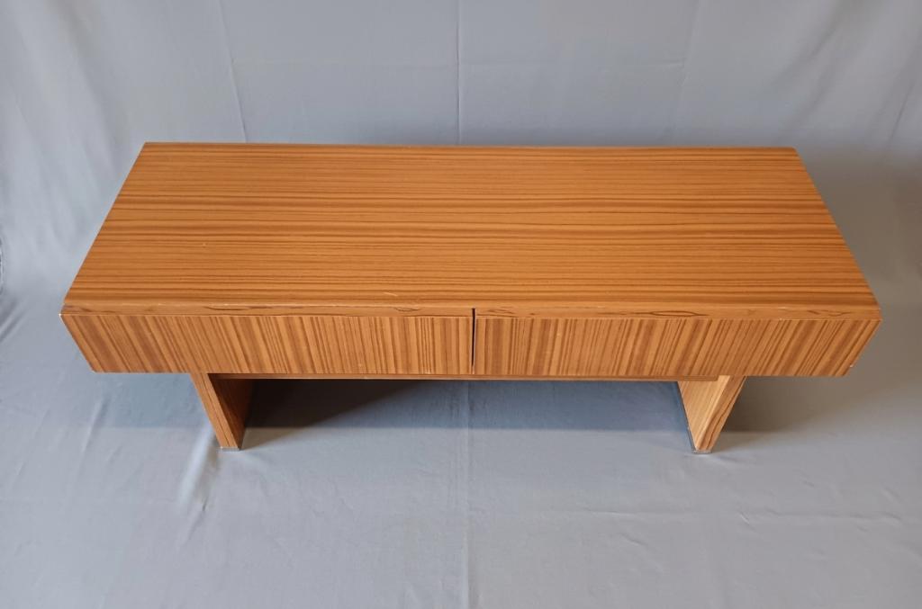 Vintage zebrano tv-meubel / lowboard, Ophalen, Gebruikt, 100 tot 150 cm, Vintage