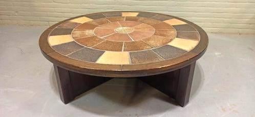 Vintage Deens design brutalist salontafel, Tue Poulsen, rond, Huis en Inrichting, Ophalen, Tweedehands, Tweedehands, Tweedehands