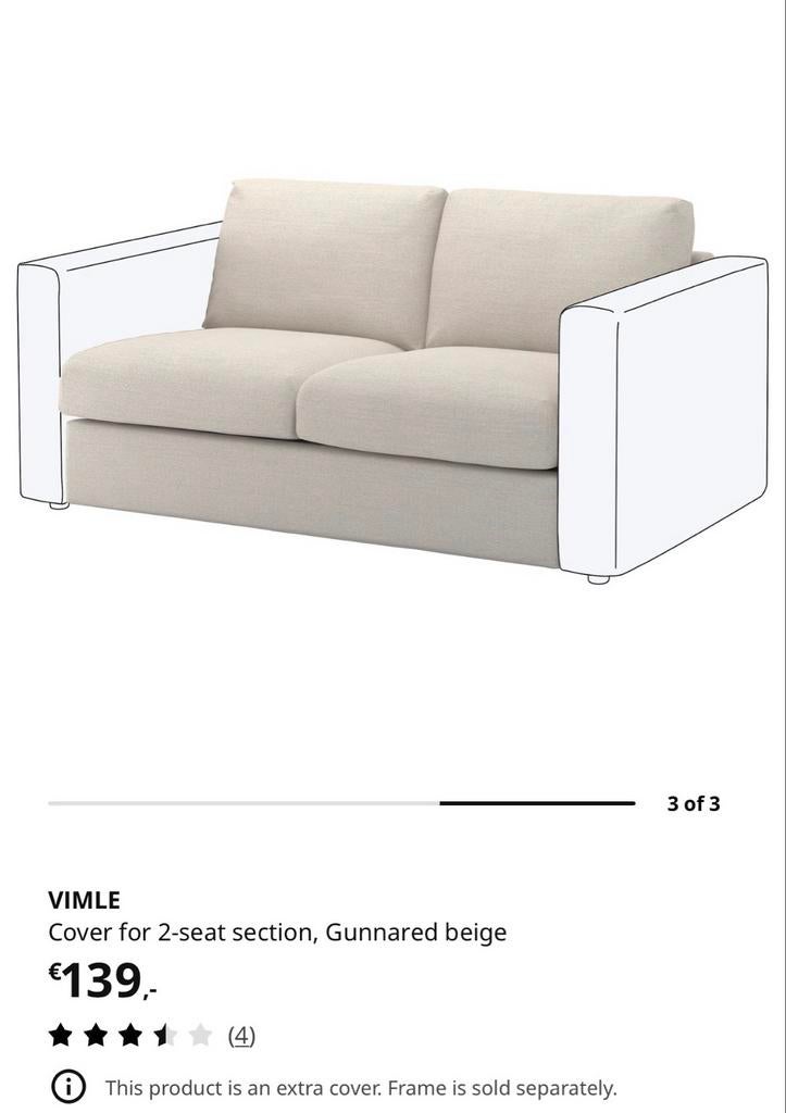 Vimle 2-zits bankhoezen en armleuninghoezen, Gebruikt, Tweepersoons, 75 tot 100 cm, Ophalen of Verzenden