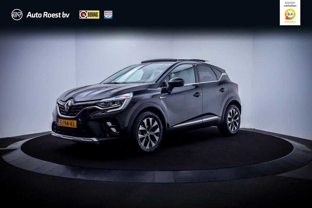 Renault Captur 1.3T 140PK Techno PANO | FULL LED | CAMERA |, Gebruikt, 4 cilinders, Leder en Stof, Zwart