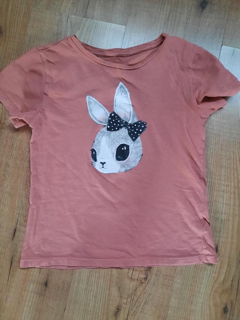 Leuk T-shirt met konijntje maat 122-128, Kinderen en Baby's, Kinderkleding | Maat 122, Gebruikt, Meisje, Ophalen of Verzenden