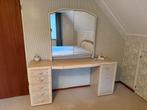 Vintage kaptafel met drieluik spiegel en lades, Ophalen, Gebruikt, Hout, 100 tot 150 cm