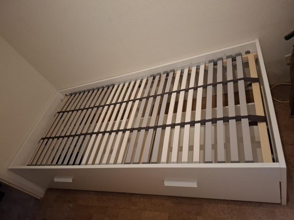 IKEA BRIMNES bedframe met opberglades, wit, 90x200 cm, Ophalen