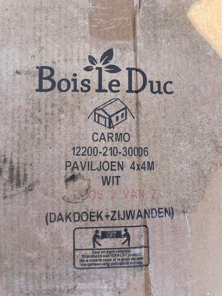 Nieuwe Paviljoen tent Bois Le Duc Carmo 4x4m wit, Caravans en Kamperen, Tenten, Ophalen of Verzenden, Nieuw