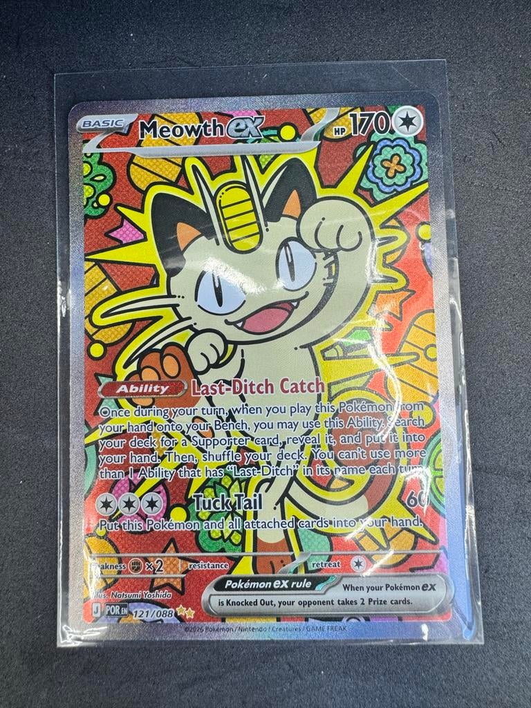 Meowth ex 170 HP Pokemon kaart 121/088, Ophalen, Zo goed als nieuw, Losse kaart