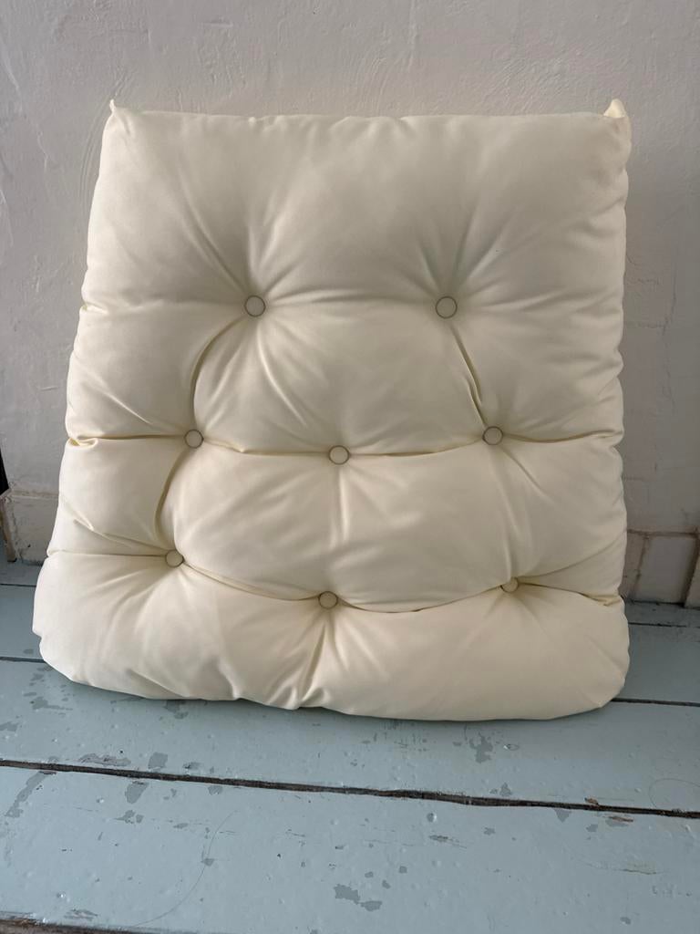 Groot Crème Rugkussen voor Fauteuil/Loungestoel (Capiton), Ophalen, Zo goed als nieuw, Wit, Rechthoekig