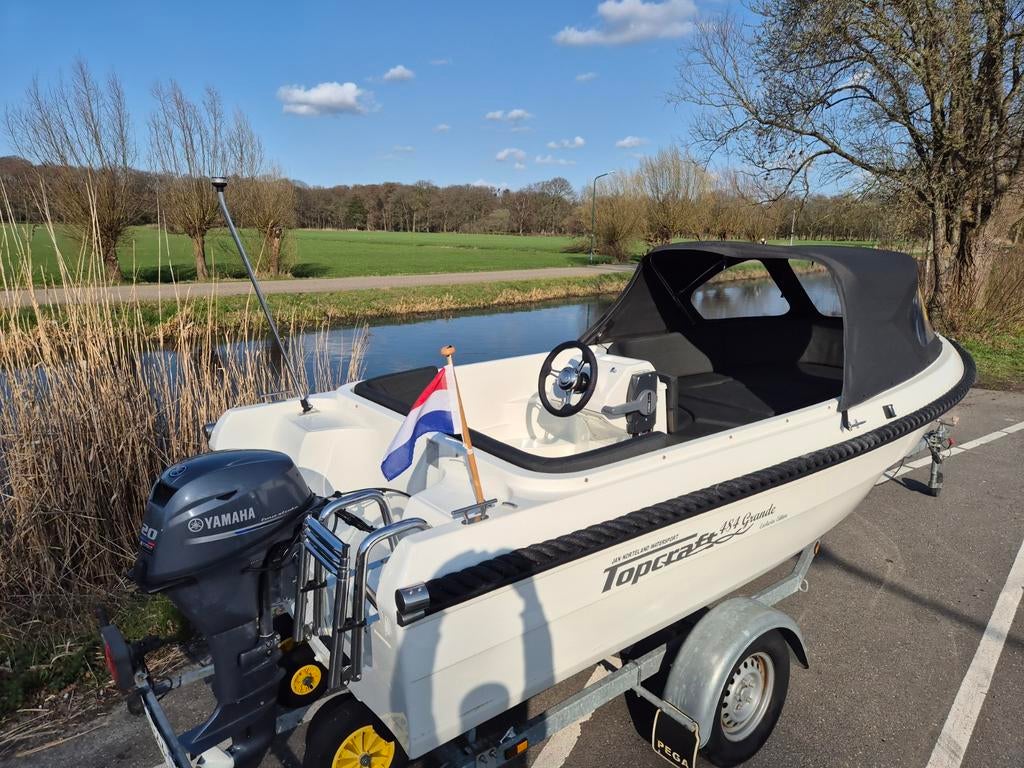 PRACHTIGE Topcraft 484  met 20pk Yamaha eventueel Trailer, Ophalen, 10 tot 30 pk, Zo goed als nieuw, 3 tot 6 meter