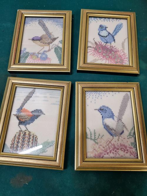 schilderijtjes geborduurd met vogels, Ophalen of Verzenden, 'T Olde Gre-j, Info@toldegrej.nl, Endepoelstraat 20f Didam