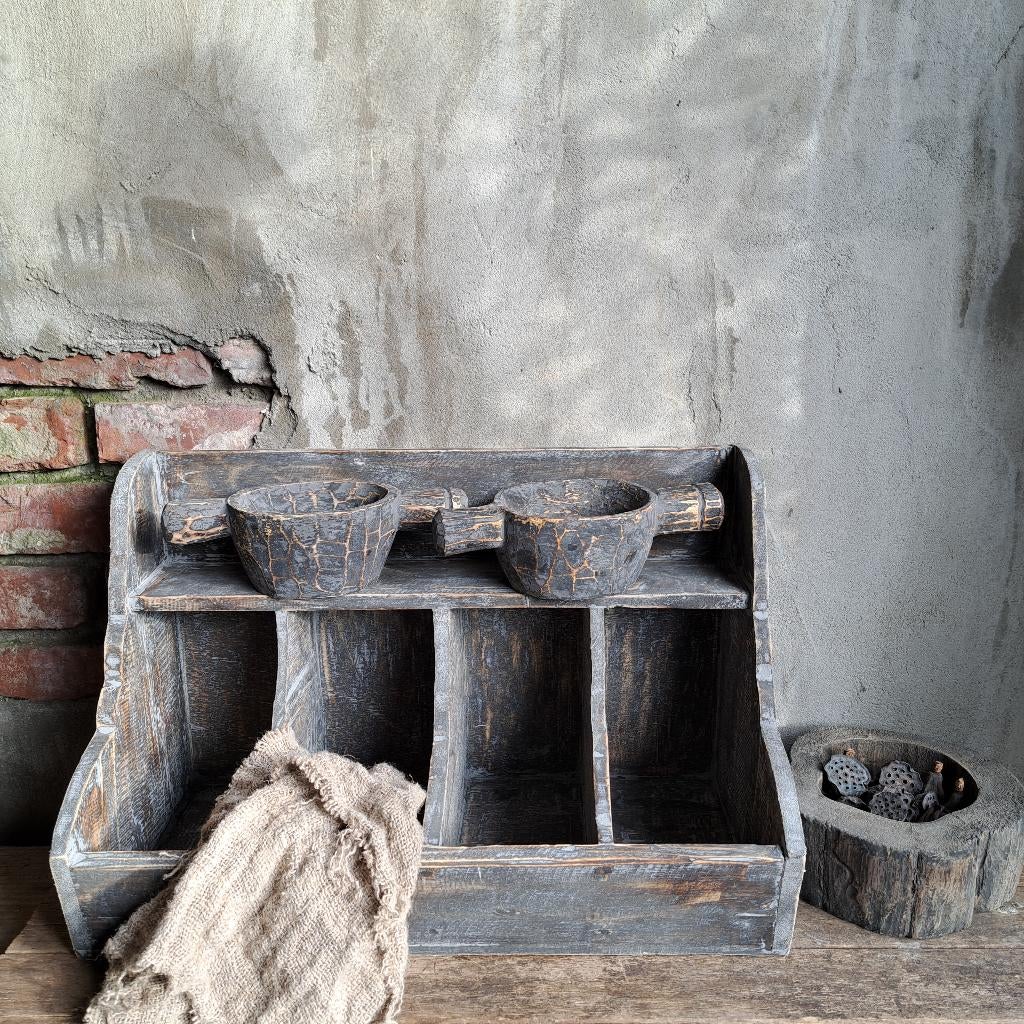 Landelijke gruttersbak houten vakkenbak vergrijst *Etage3*, Huis en Inrichting, Woonaccessoires | Overige, ., Ophalen of Verzenden