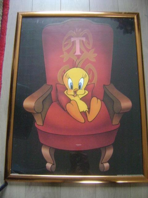 tweety poster in lijst warner bros 1996, Verzamelen, Disney, Ophalen of Verzenden, Overige figuren, Gebruikt, Plaatje of Poster