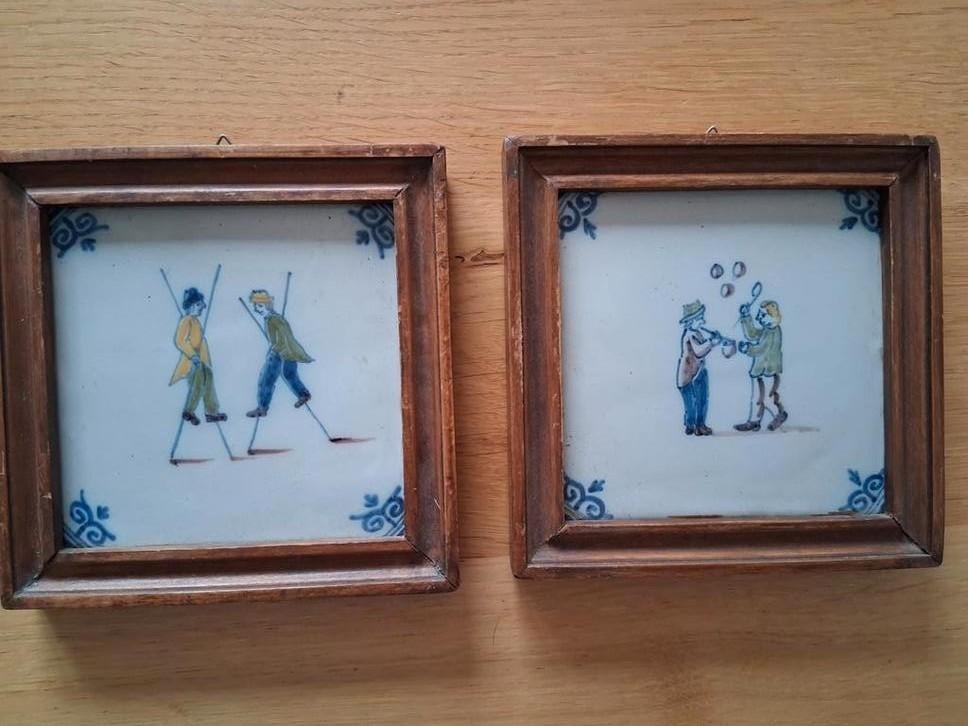 Makkumer aardewerk wandtegels in lijst, Antiek en Kunst, Ophalen of Verzenden