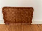 Vintage bruin houten dienblad met ruitmotief, Ophalen of Verzenden, Gebruikt, Rechthoekig, Hout