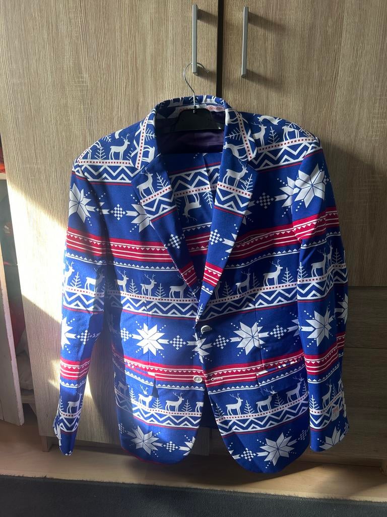 Kerstpak The Rudolph, maat EU52/UK42/US42, Kleding | Dames, Jasjes, Kostuums en Pakken, Nieuw, Maat 42/44 (L), Blauw, Ophalen of Verzenden