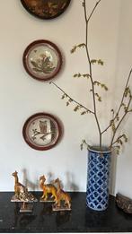 Twee vintage 1979 terracotta wandbordjes studio pottery, Ophalen of Verzenden, Gebruikt