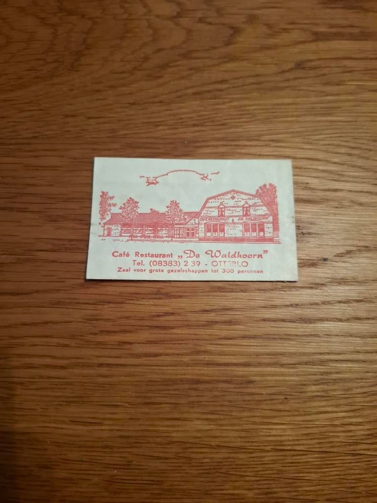 Cafe Restaurant "de Waldhoorn" Otterlo suikerzakje, Ophalen of Verzenden, Nederland