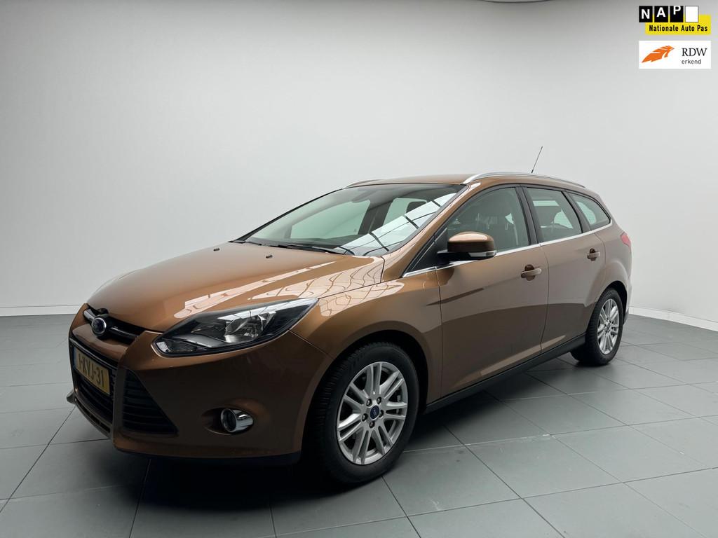Ford Focus Wagon 1.0 EcoBoost Titanium 125 Pk Airco Navi 173, Euro 5, Gebruikt, Bruin, Origineel Nederlands