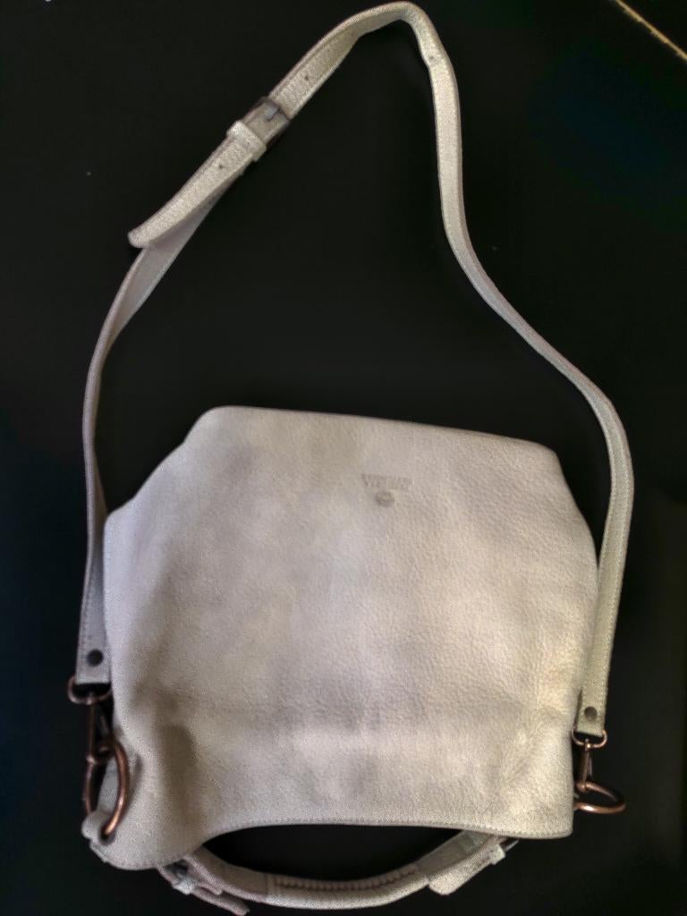 stoere lederen damestas, Fred de la Bretonniere, Ophalen of Verzenden, Zo goed als nieuw, Wit, Handtas