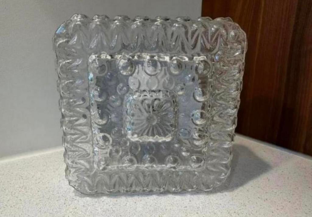 Vintage glazen plafondlamp jaren 60, regency plafonnière, Ophalen of Verzenden, Zo goed als nieuw