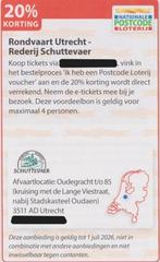 Rondvaart Utrecht - Rederij Schuttevaer. 20% korting., Drie personen of meer, Kortingsbon