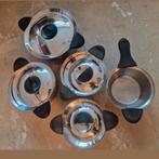 Bk pannen voor op gasfornuis, Ophalen of Verzenden, Gebruikt, Rvs, Pannenset