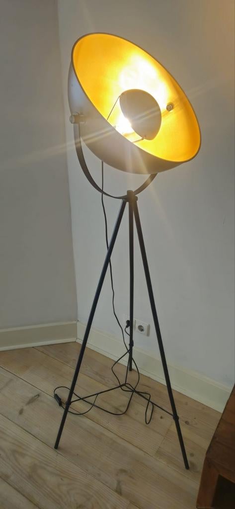 2x Trendy Zwarte Studio Staande Lampen - Wegens Verhuizing, Ophalen, Gebruikt, Trendy, Industrieel, Studio, Metaal