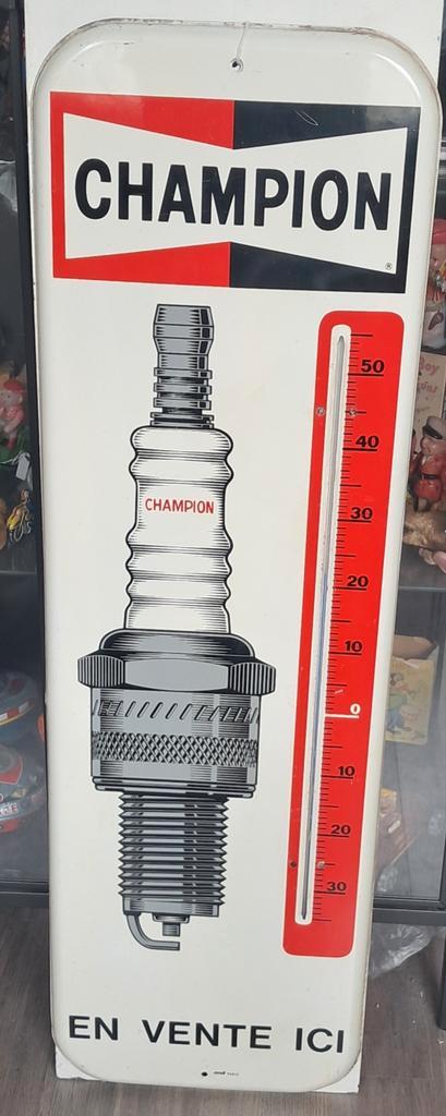vintage Champion emaille thermometer,, Verzamelen, Merken en Reclamevoorwerpen, Gebruikt, Reclamebord, Ophalen of Verzenden
