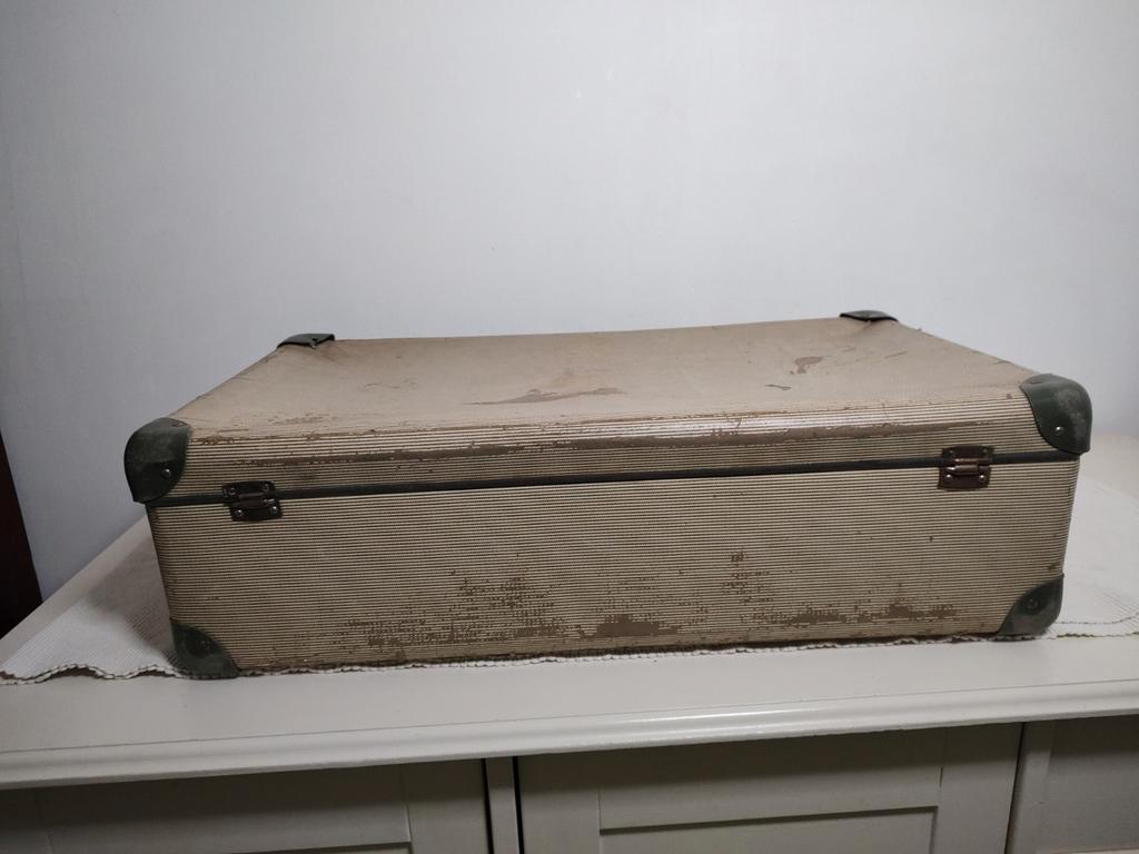 K471 VINTAGE jaren 50 koffer van gesperst karton, 60 tot 70 cm, Overige materialen, Gebruikt, -