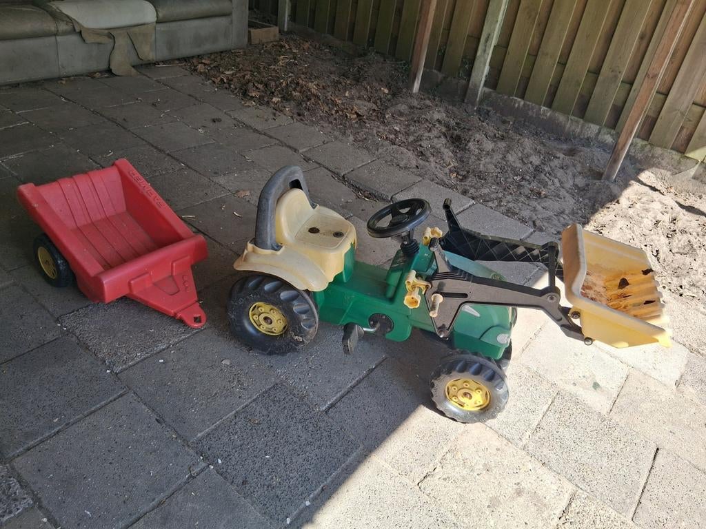 Traptractor met voorlader en aanhanger, Ophalen of Verzenden, Gebruikt, Trapvoertuig