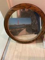 Houten ronde spiegel, Huis en Inrichting, Woonaccessoires | Spiegels, Ophalen, Gebruikt, Rond, Minder dan 100 cm