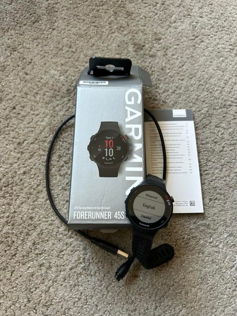 Garmin Forerunner 45S Sporthorloge - GPS en Hartslagmeter, Gebruikt, Zwart, IOS, Ophalen of Verzenden