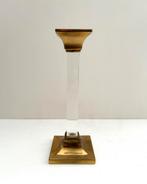 Kandelaar messing en perspex, Ophalen of Verzenden, Zo goed als nieuw, Hollywood Regency, Minder dan 50 cm