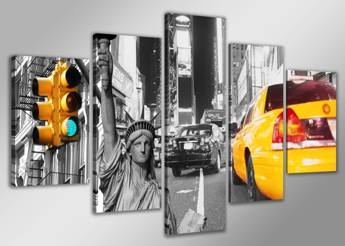 Nieuw * 5 Luik van Canvas * Taxi New York 80x160cm, Antiek en Kunst, Kunst | Schilderijen | Modern, Ophalen of Verzenden