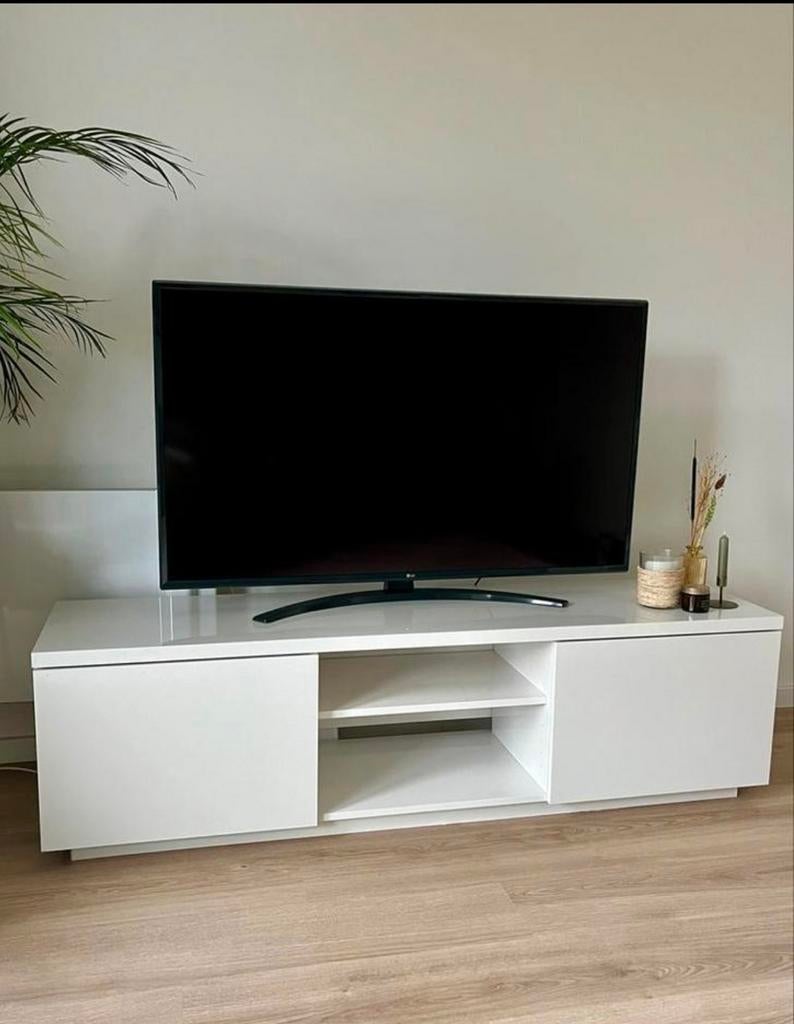 Tv-meubel hoogglans wit 160x42x45 cm, Huis en Inrichting, Kasten | Televisiemeubels, Ophalen, Overige materialen, Gebruikt, 150 tot 200 cm