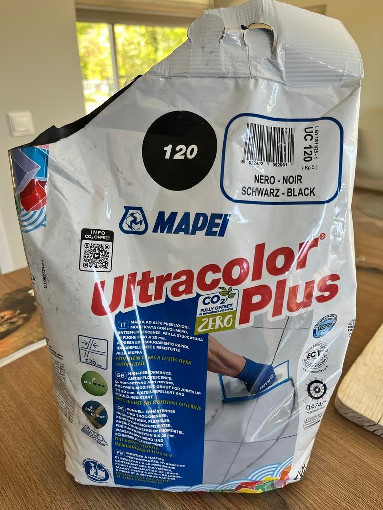 Mapei Ultracolor Plus Voegmiddel 120 Zwart - 3 kg, Ophalen, Gebruikt, Overige typen, Minder dan 20 cm