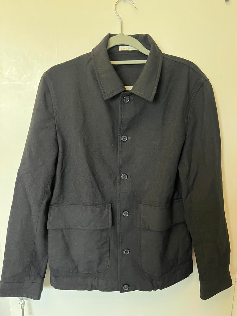 SUITSUPPLY Button Welt Collar Bomber Wool Jacket Zwart XS/S, Kleding | Heren, Ophalen of Verzenden, Zo goed als nieuw, Maat 46 (S) of kleiner