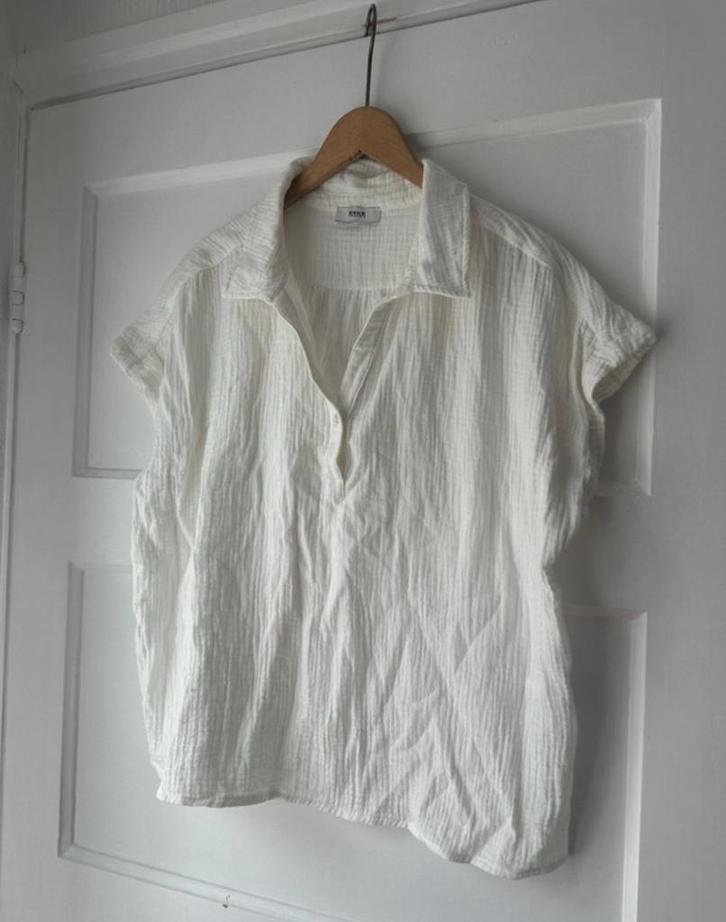 Fijne hydrofiel creme witte tuniek blouse top Anna van Toor, Kleding | Dames, Blouses en Tunieken, Zo goed als nieuw, Maat 42/44 (L)