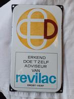 emaille bord bordje verf revilac 50 tiger jaren, Ophalen of Verzenden