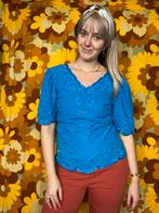 Vintage blauw shiny shirt / top - M/ medium / 38, Maat 38/40 (M), Hgv, Blauw, Hgv