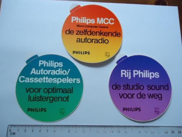 sticker oud Philips Autoradio computer retro auto car radio, Verzenden, Zo goed als nieuw, Bedrijf of Vereniging
