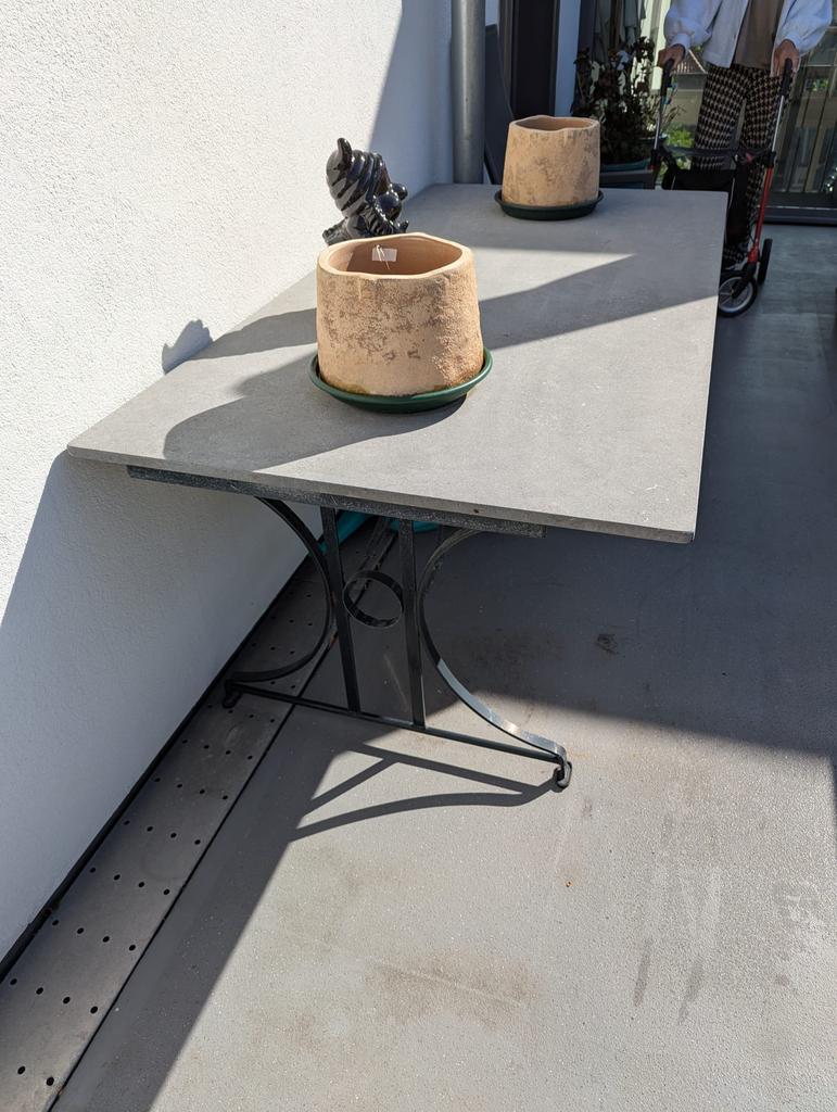 KoningDamen tuintafel met natuursteen blad, 180 x 90 cm, Ophalen, Zo goed als nieuw, Rechthoekig