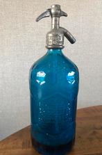 Vintage zware blauw glas soda / sifon fles uit Argentinië, Ophalen of Verzenden