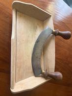 Antiek Hakmes met Houten Snijplank - Kruidenhakker, Ophalen of Verzenden