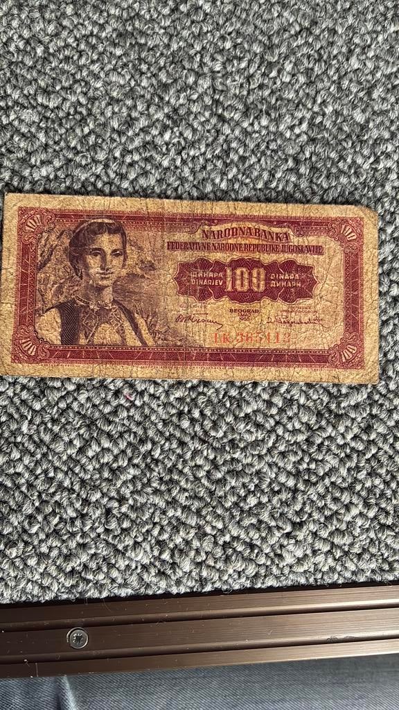 Joegoslavie 100 dinara 1955, Postzegels en Munten, Bankbiljetten | Europa | Niet-Eurobiljetten, Ophalen of Verzenden, Joegoslavië