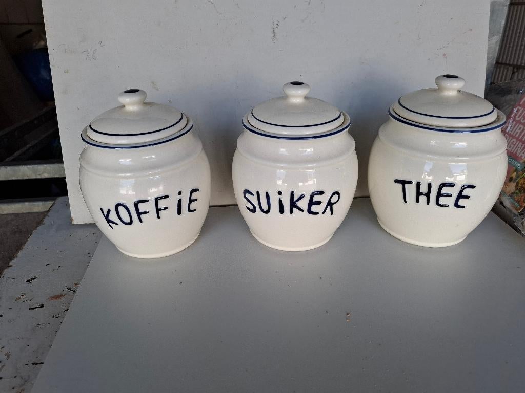 Potten koffie suiker thee, Ophalen of Verzenden, Gebruikt, Overige materialen, Pot, Bus of Blik