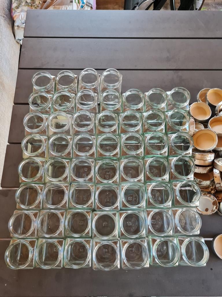 Glazen euroma potjes 53 stuks, Ophalen of Verzenden