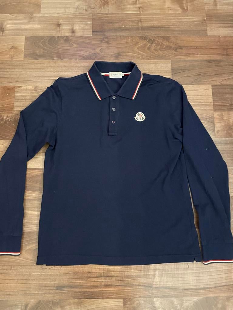 Orgineel Moncler polo lange mouwen donkerblauw maat M, Ophalen of Verzenden, Zo goed als nieuw, Maat 48/50 (M), Blauw