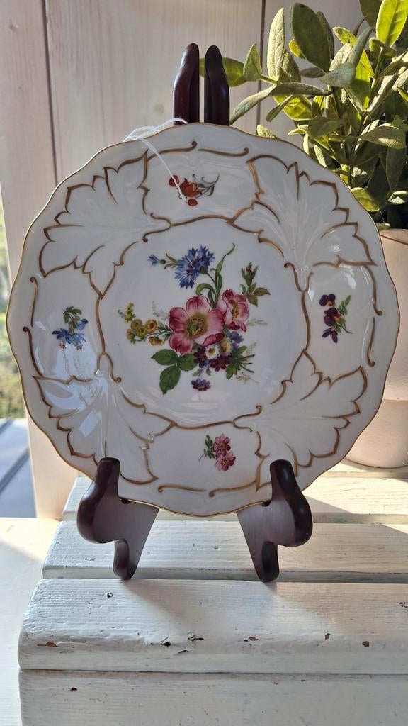 Vintage sierbordje, Weimar porselein, bord met bloemmotief, Gebruikt, Ophalen of Verzenden, Overige stijlen, Nvt